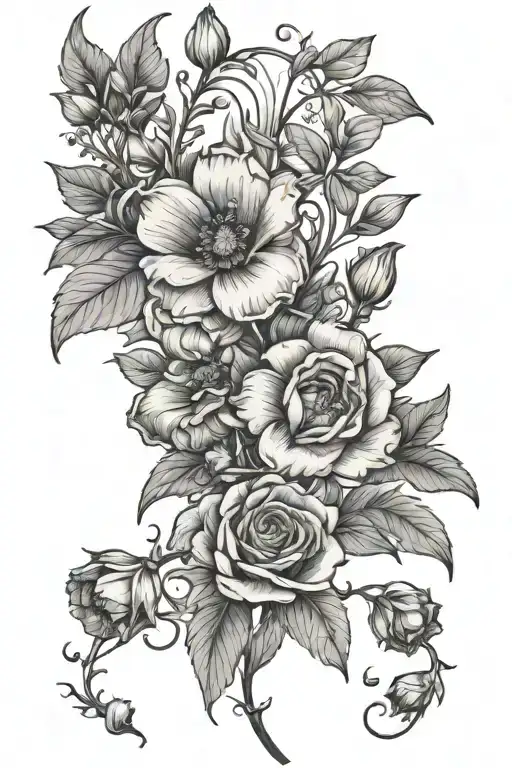 geminis birth flowers but the stems are Aries star sign tattoo design idea