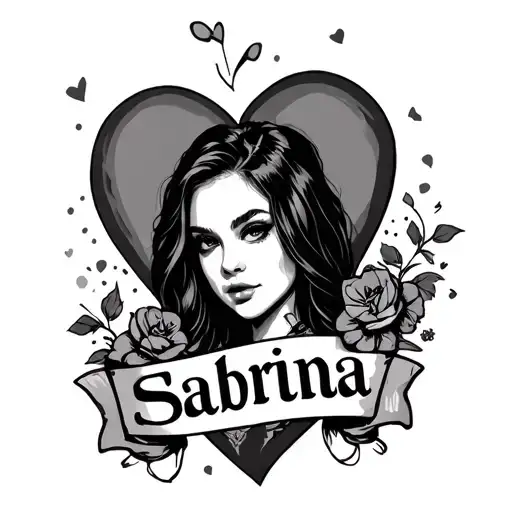 a heart that says sabrina in the middle tattoo design idea