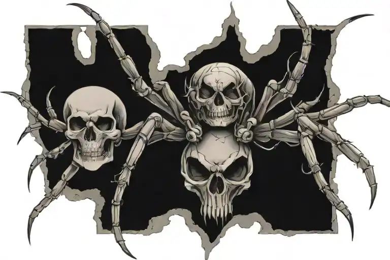 spider with skull tattoo design idea