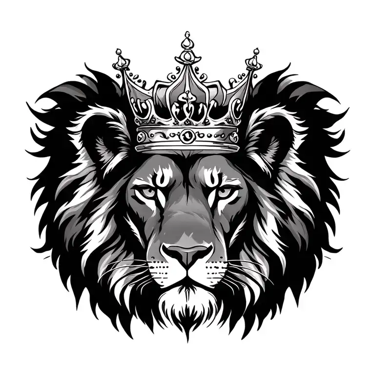 lion with crown tattoo design idea