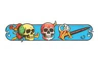 Skull, Dice, dagger tattoo design idea