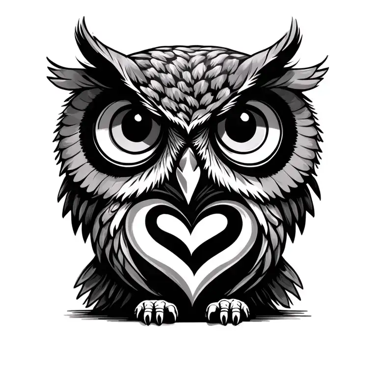owl, two thumb prints in a heart shape, infinity symbol tattoo design idea