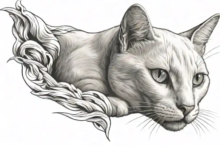 white cat tattoo design idea