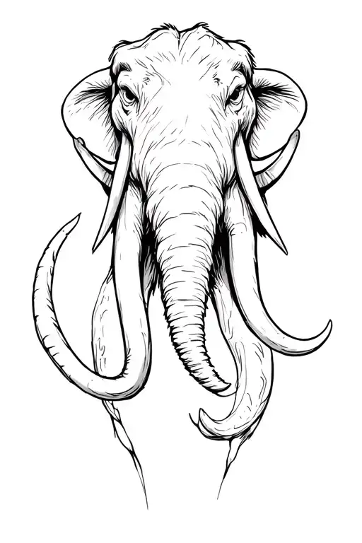 A wholly mammoth head on the bottom of my waist/stomach, with long tusks and the trunk is my penis. tattoo design idea