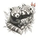 two red pandas in love  tattoo design idea