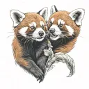 two red pandas in love  tattoo design idea