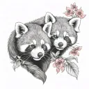 two red pandas in love  tattoo design idea