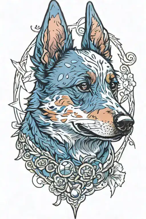 blue heeler tattoo design idea