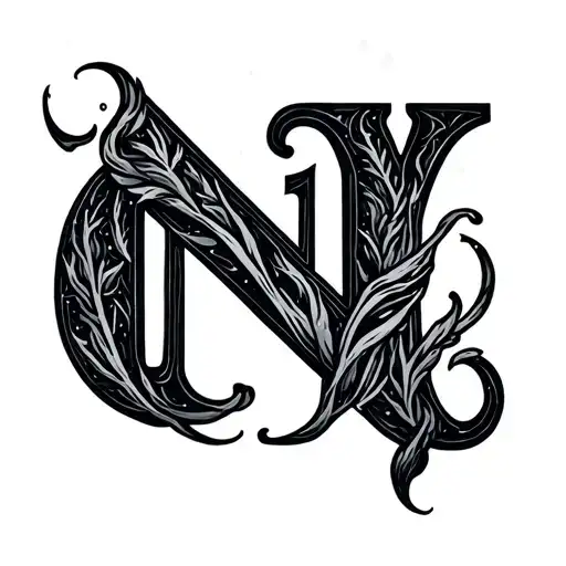 Catch dreams with letter n and y tattoo design idea