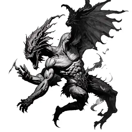 sanguinius defeating demon tattoo design idea