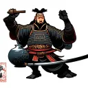 Upper arm (shoulder to elbow): Samurai figure: In traditional Japanese armor, in a respectful posture, holding a water j tattoo design idea