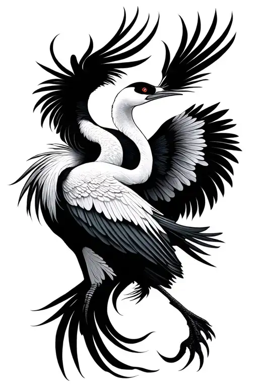 Two cranes tattoo design idea