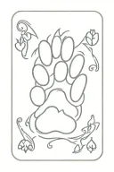 western paw print playing card tattoo design idea