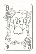 western paw print playing card tattoo design idea