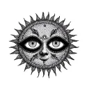 gothic sun with three eyes tattoo design idea