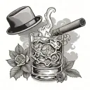 Whiskey And Cigar tattoo design idea