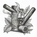 Whiskey And Cigar tattoo design idea