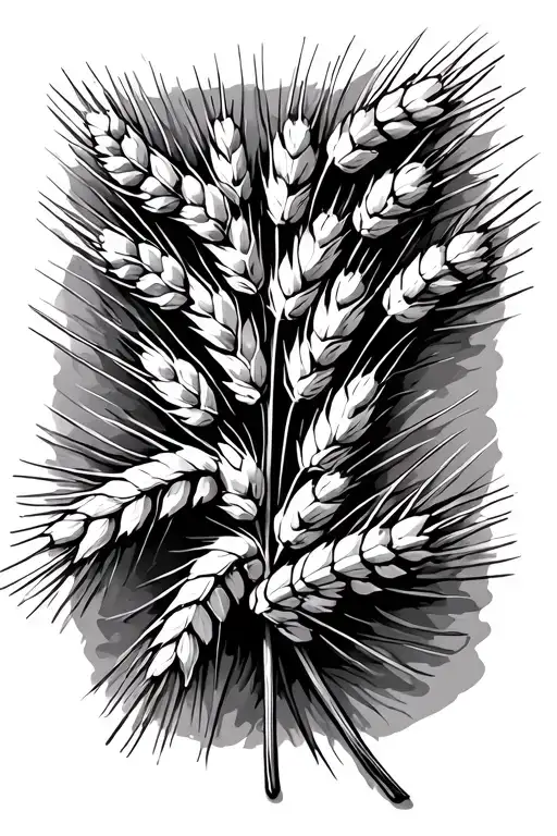 wheat stalk intertwined with pine tree bough  tattoo design idea