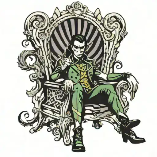 loki joker on oden's throne tattoo design idea