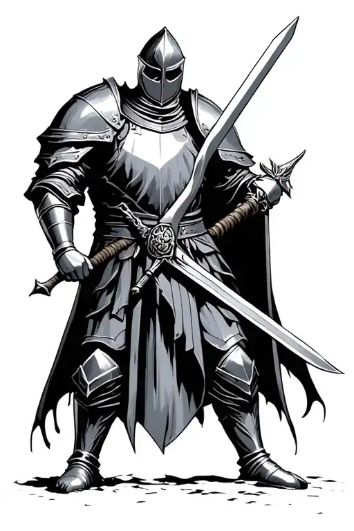 knight holding a sword tattoo design idea