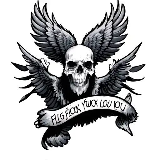 flying fuck you love tattoo design idea