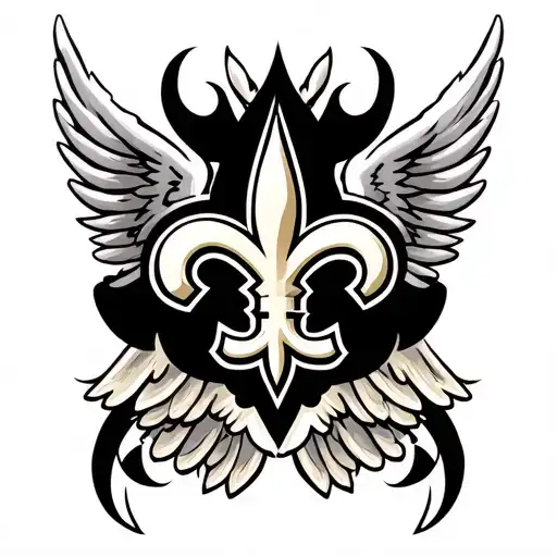 New Orleans saints logo surrounded by wings tattoo design idea