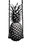upsidedown pineapple on a swing tattoo design idea