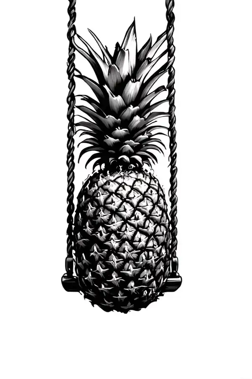 upsidedown pineapple on a swing tattoo design idea