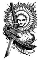 samurai sword sun shining tattoo design idea