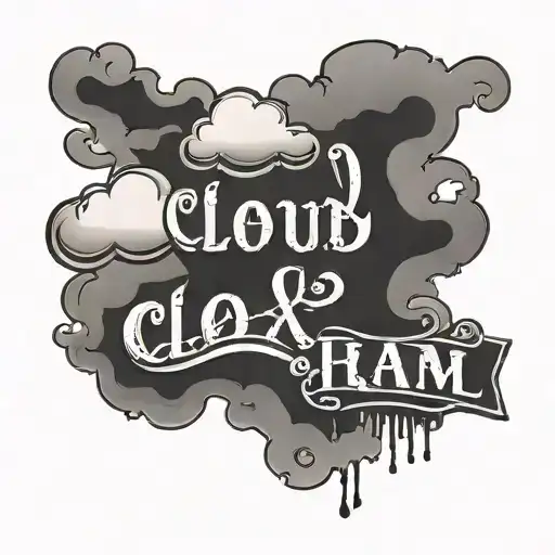 cloud text animal tattoo design idea