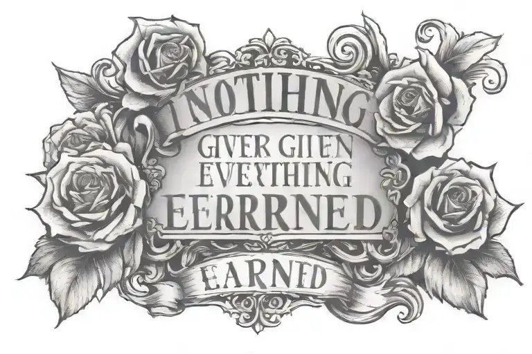 Nothing given, everything earned text tattoo design idea