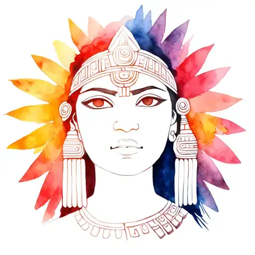 Mayan warrior woman tattoo design idea