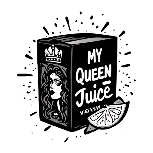 "My Queen Juice" neo triditional juice box tattoo design idea