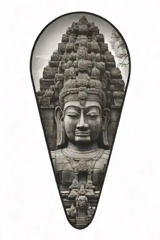 bayon temple in a frame tattoo design idea