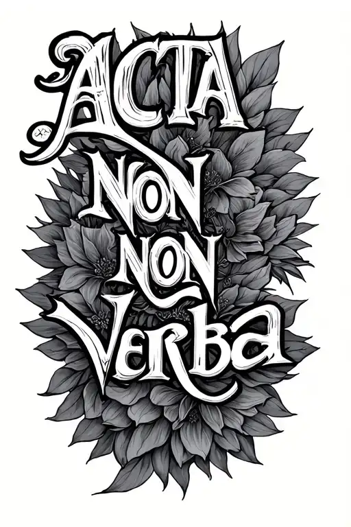 acta non verba text Christian tattoo design idea