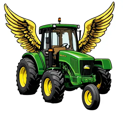 John Deere tractor with angel wings tattoo design idea