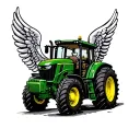 John Deere tractor with angel wings tattoo design idea