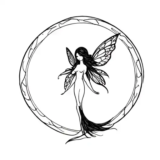 naked fairy tattoo design idea