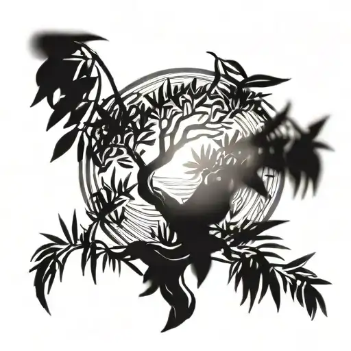 the sun made of an olive tree branches stretching towards tattoo design idea