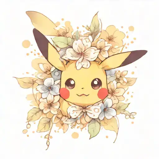 cute pikachu no background big eyes tattoo design idea
