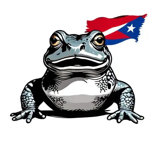 toad with puerto rico flag incorporated tattoo design idea