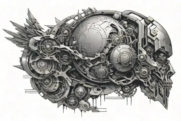 (futuristic illustration), and the background is epic by just link tattoo design idea