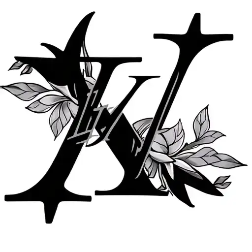 Louis Vuitton Logo KK Initial tattoo design with 2 tattoo design idea