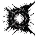 dark abstract, expressive blackwork, raw brush strokes saying bite the bullet tattoo design idea