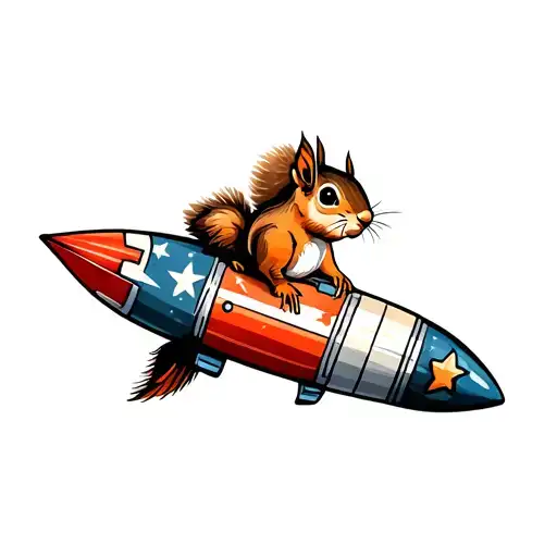 squirrel on a rocket tattoo design idea