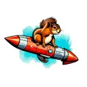squirrel on a rocket tattoo design idea