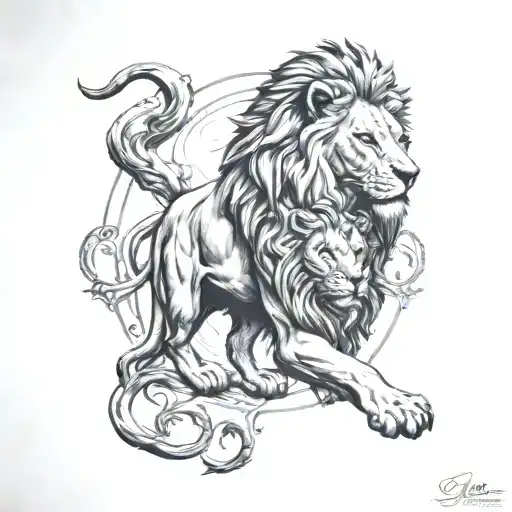 biblical daniel and the lions den tattoo design idea