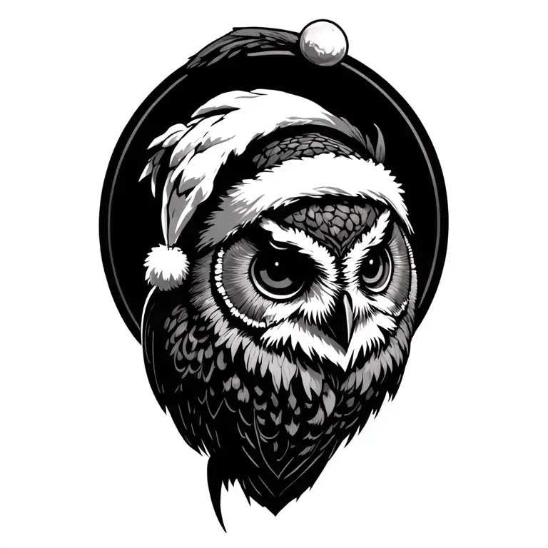 Santa Death Owl Globe tattoo design idea