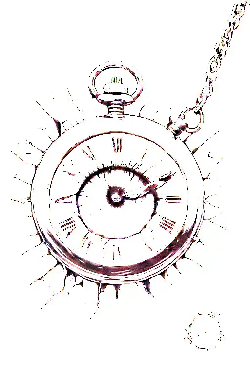 broken pocket watch eye inside tattoo design idea