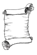 An empty long blank scroll letter with quilpen tattoo design idea